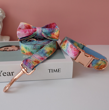 Load image into Gallery viewer, Luxury Pet Leash Engraved Name ID Tag + Collar + Bow - Free Engraving Personalise (all Sizes)

