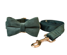 Load image into Gallery viewer, Luxury Pet Leash Engraved Name ID Tag + Collar + Bow - Free Engraving Personalise (all Sizes)
