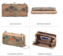 Load image into Gallery viewer, &quot;Arna Lisa&quot; Collection - Designer Vintage Dutch Woodgrain Classic Wallet Purse Phone Bag + Chain
