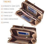 Load image into Gallery viewer, &quot;Arna Lisa&quot; Collection - Designer Vintage Dutch Woodgrain Classic Wallet Purse Phone Bag + Chain
