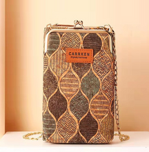 Load image into Gallery viewer, &quot;Arna Lisa&quot; Collection - Designer Vintage Dutch Woodgrain Shoulder Purse Phone Bag + Chain
