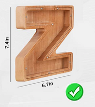 Load image into Gallery viewer, Child&#39;s Room - Piggy Bank Letters Alphabet - Wooden Name Art (4 Letters to Customise Name) Wall Feature or Book Shelf
