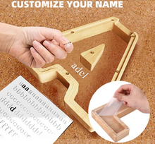 Load image into Gallery viewer, Child&#39;s Room - Piggy Bank Letters Alphabet - Wooden Name Art (4 Letters to Customise Name) Wall Feature or Book Shelf
