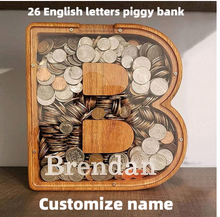 Load image into Gallery viewer, Child&#39;s Room - Piggy Bank Letters Alphabet - Wooden Name Art (4 Letters to Customise Name) Wall Feature or Book Shelf
