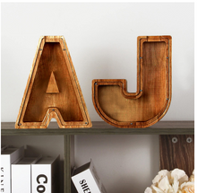 Load image into Gallery viewer, Child&#39;s Room - Piggy Bank Letters Alphabet - Wooden Name Art (4 Letters to Customise Name) Wall Feature or Book Shelf
