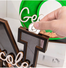 Load image into Gallery viewer, Child&#39;s Room - Piggy Bank Letters Alphabet/Name - Wooden Name Art - Customise Name) Wall Feature or Book Shelf
