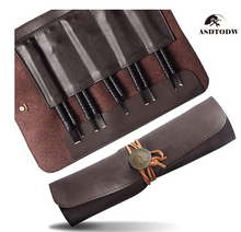 Load image into Gallery viewer, Designer 10 Piece Wood Chisels Knife Set - Leather Roll Storage Bag
