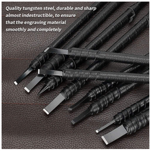 Load image into Gallery viewer, Designer 10 Piece Wood Chisels Knife Set - Leather Roll Storage Bag
