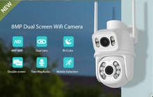 Load image into Gallery viewer, 8MP 4K Wifi Camera Dual Lens Security Protection Waterproof Security CCTV Video Surveillance Camera Light Alarm IP Camera
