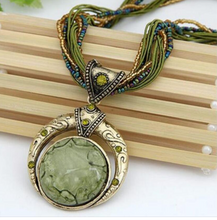 Load image into Gallery viewer, Vintage Ethnic Retro Bohemia Style Multilayer Beads Chain Stone Pendant Necklace
