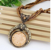Load image into Gallery viewer, Vintage Ethnic Retro Bohemia Style Multilayer Beads Chain Stone Pendant Necklace
