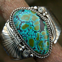 Load image into Gallery viewer, Vintage Ring Selection - Geometric Natural Zircon Turquoise Stone
