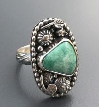 Load image into Gallery viewer, Vintage Ring Selection - Geometric Natural Zircon Turquoise Stone
