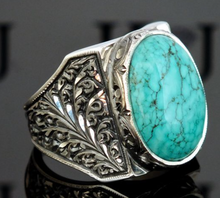 Load image into Gallery viewer, Vintage Ring Selection - Geometric Natural Zircon Turquoise Stone
