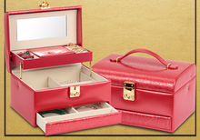 Load image into Gallery viewer, Nordic Wooden Designer Jewellery Box Organiser - Pink or Red
