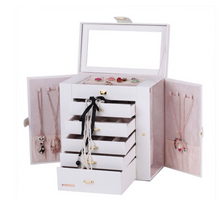Load image into Gallery viewer, Luxury Rowling Leather Extra Large Red Jewellery Box Mirrored Cabinet
