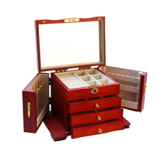 Load image into Gallery viewer, Designer Wooden Jewellery Organiser - Red Wood or Stained Wood

