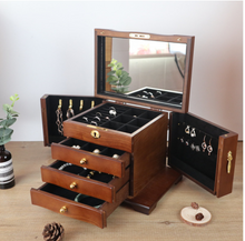 Load image into Gallery viewer, Designer Wooden Jewellery Organiser - Red Wood or Stained Wood

