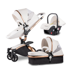 Load image into Gallery viewer, Luxury Baby Stroller Pram Car Seat 3 in 1 (4 Colours) Foldable - Leather
