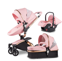 Load image into Gallery viewer, Luxury Baby Stroller Pram Car Seat 3 in 1 (4 Colours) Foldable - Leather
