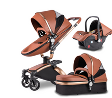 Load image into Gallery viewer, Luxury Baby Stroller Pram Car Seat 3 in 1 (4 Colours) Foldable - Leather

