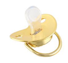 Load image into Gallery viewer, Gold Baby Pacifier &amp; Clip - Alphabet Letter Infant Pacifier Unique
