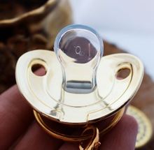 Load image into Gallery viewer, Gold Baby Pacifier &amp; Clip - Alphabet Letter Infant Pacifier Unique
