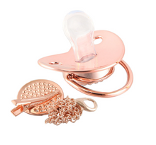 Load image into Gallery viewer, Rose Metallic Baby Pacifier &amp; Clip - Alphabet Letter Infant Pacifier Unique

