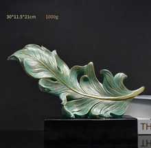 Load image into Gallery viewer, Luxury Feather Statue Designer Gold or Green
