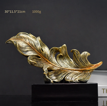 Load image into Gallery viewer, Luxury Feather Statue Designer Gold or Green
