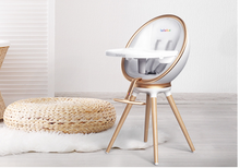 Load image into Gallery viewer, Designer Dining Chair High Chair 360 Degree Rotary Multifunctional - Gold or Silver Leather Wood
