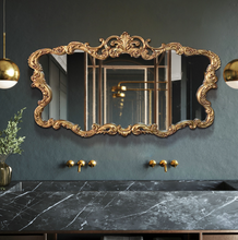 Load image into Gallery viewer, European Vintage Mirror Gold Border Large Bathroom Mirror Antique Aesthetic - Many Sizes
