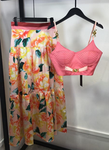 Load image into Gallery viewer, &quot;Arna&quot; Collection - Elegant Spaghetti Strap Top+Floral Skirt - 2 Piece Set
