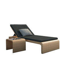 Load image into Gallery viewer, Luxury Plus Furniture - Sun Lounger Adjustable Rattan Bed + Glass Top Table
