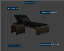 Load image into Gallery viewer, Luxury Plus Furniture - Sun Lounger Adjustable Rattan Bed + Glass Top Table
