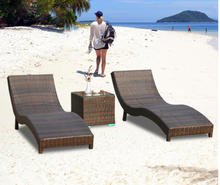 Load image into Gallery viewer, Luxury Plus Furniture - Nordic Rattan Sun Bed Lounger 3 Piece (Balcony, Patio, Courtyard, Pool)
