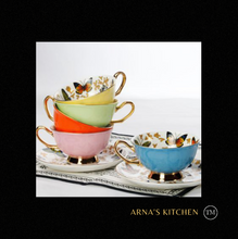 Load image into Gallery viewer, &quot;Arna Lisa&quot; Royal Collection - Luxury Britsh Bone China 6 Cups &amp; Saucers - Many Designs
