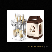 Load image into Gallery viewer, &quot;Arna Lisa&quot; Royal Collection - Luxury 24 Piece Cutlery Set + Boxed - Many Styles &amp; Colours
