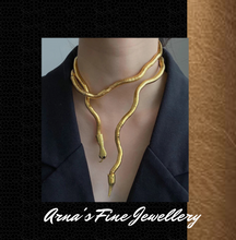 Load image into Gallery viewer, Multilayer Metal Alloy Gold Black Bendy Snake Necklace Bracelet Chunky
