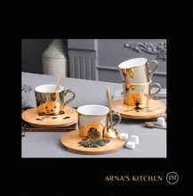 Load image into Gallery viewer, &quot;Arna Lisa&quot; Royal Collection - Panda Luxury Mirror Set of 6 Bone China Cup And Saucer - High Quality
