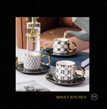Load image into Gallery viewer, &quot;Arna Lisa&quot; Royal Collection - Luxury Gold Set of 6 Bone China Cup And Saucer Designer X
