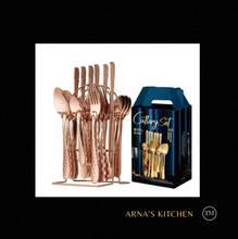 Load image into Gallery viewer, &quot;Arna Lisa&quot; Royal Collection - Luxury 24 Piece Cutlery Set + Boxed - Many Styles &amp; Colours
