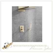 Load image into Gallery viewer, &quot;Arna&quot; Collection - Bath Shower Faucet Set Auto - Thermostat Control Brass Brushed Gold/Black In-Wall Shower Mixer Tap Hot &amp; Cold Hand held Shower
