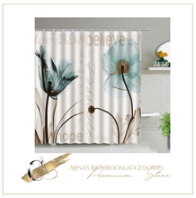Load image into Gallery viewer, Shower/Bath Curtains Flowers White Background Print Floral Plant Creative Art Waterproof Fabric Bathroom Decor Screens set With Hooks
