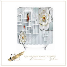 Load image into Gallery viewer, Customized Beautiful 3D White Flower Butterfly Pattern Shower/Bath Curtain
