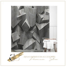 Load image into Gallery viewer, Shower/Bath Curtain Range - 3D Grey Geometric Stone Fabric Waterproof Bathroom Curtain Hotel Decorative Curtains Blackout Screen
