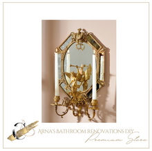 Load image into Gallery viewer, &quot;Arna Lisa&quot; Luxury Vintage Finest Collection - Golden Mirror and Candle Stick Holder
