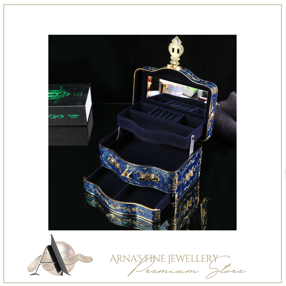 Arna's Luxury Jewellery Box Mirrored with 3 Layers (4 Colours)