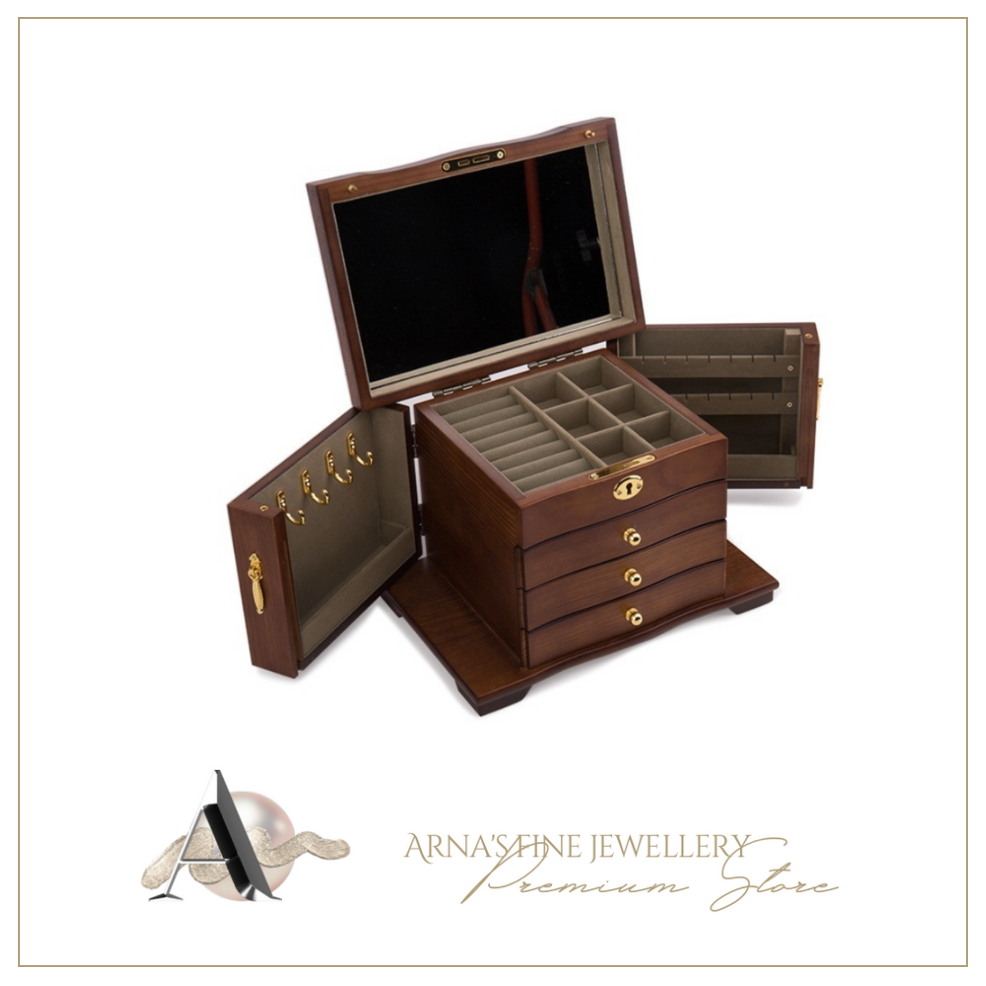 Designer Wooden Jewellery Organiser - Red Wood or Stained Wood