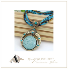 Load image into Gallery viewer, Vintage Ethnic Retro Bohemia Style Multilayer Beads Chain Stone Pendant Necklace
